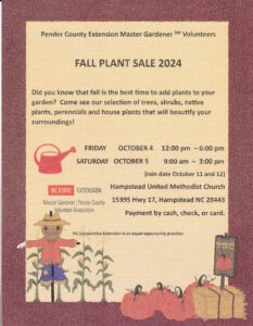 Cover photo for 2024 Pender County Extension Master Gardener Volunteer Fall Plant Sale