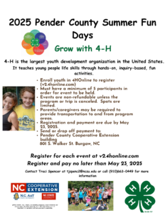 Cover photo for Pender County 4-H Summer Fun Days